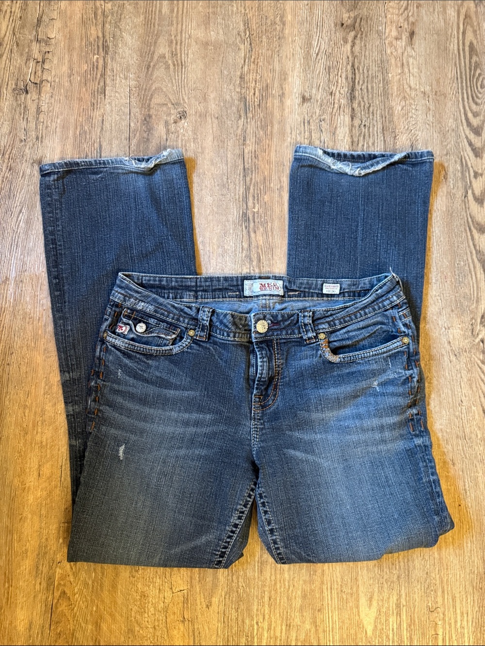 Mek Denim Women's Mid-Rise Dark Blue Bootcut Jeans